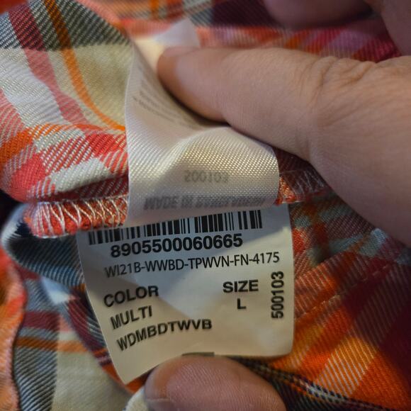 Bare Denim Rayon Plaid Button Down Shirt Large - Picture 5 of 10